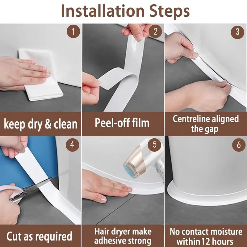 White Caulk Tape 3rolls ，for Bath & Kitchen,Caulking Tape for Bathroom Caulking White Self Adhesive Caulk Strip,tub Surround,Toilet Bowl Stick on Gel,Kitchen Countertop (1.5in x 10.5ft)
