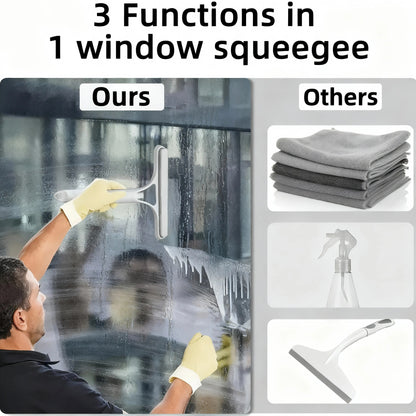 3 in 1 Window Cleaning Scraper, Squeegee and Scrubber with Spray, Multifunctional Household Cleaning Tool, Car Windshield Cleaner,Lightweight Silicone Microfiber Wipe
